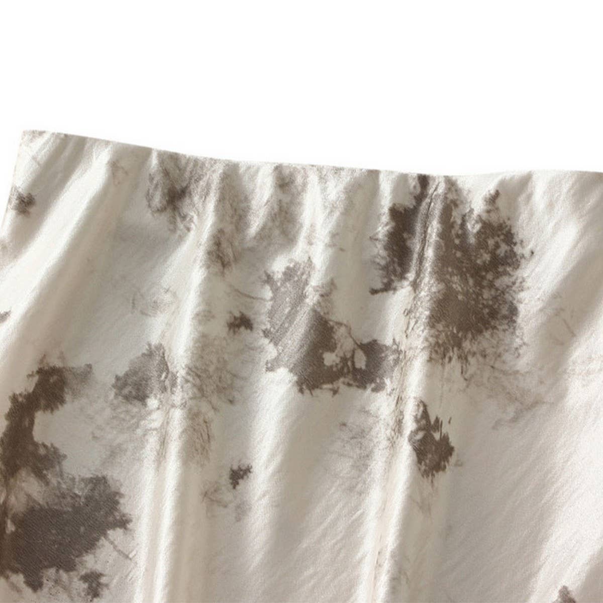 Tie-Dye Satin Print Fishtail Midi Skirt