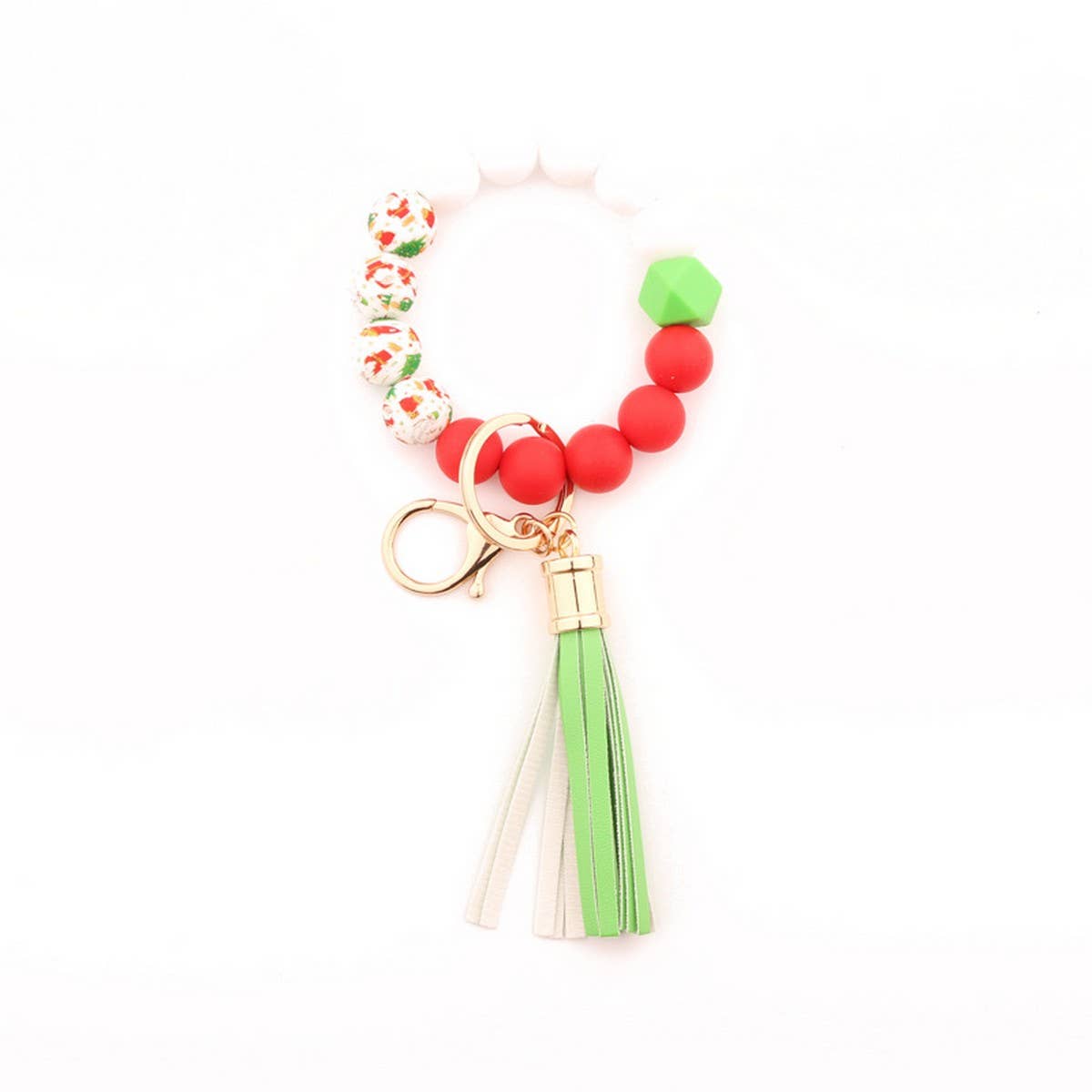 Christmas Silicone Bead Bracelet Keychain Gift