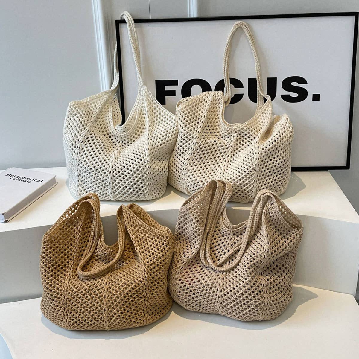 CWAB5061_NEW STRAW KNITTED HOLLOW WOVEN BAG