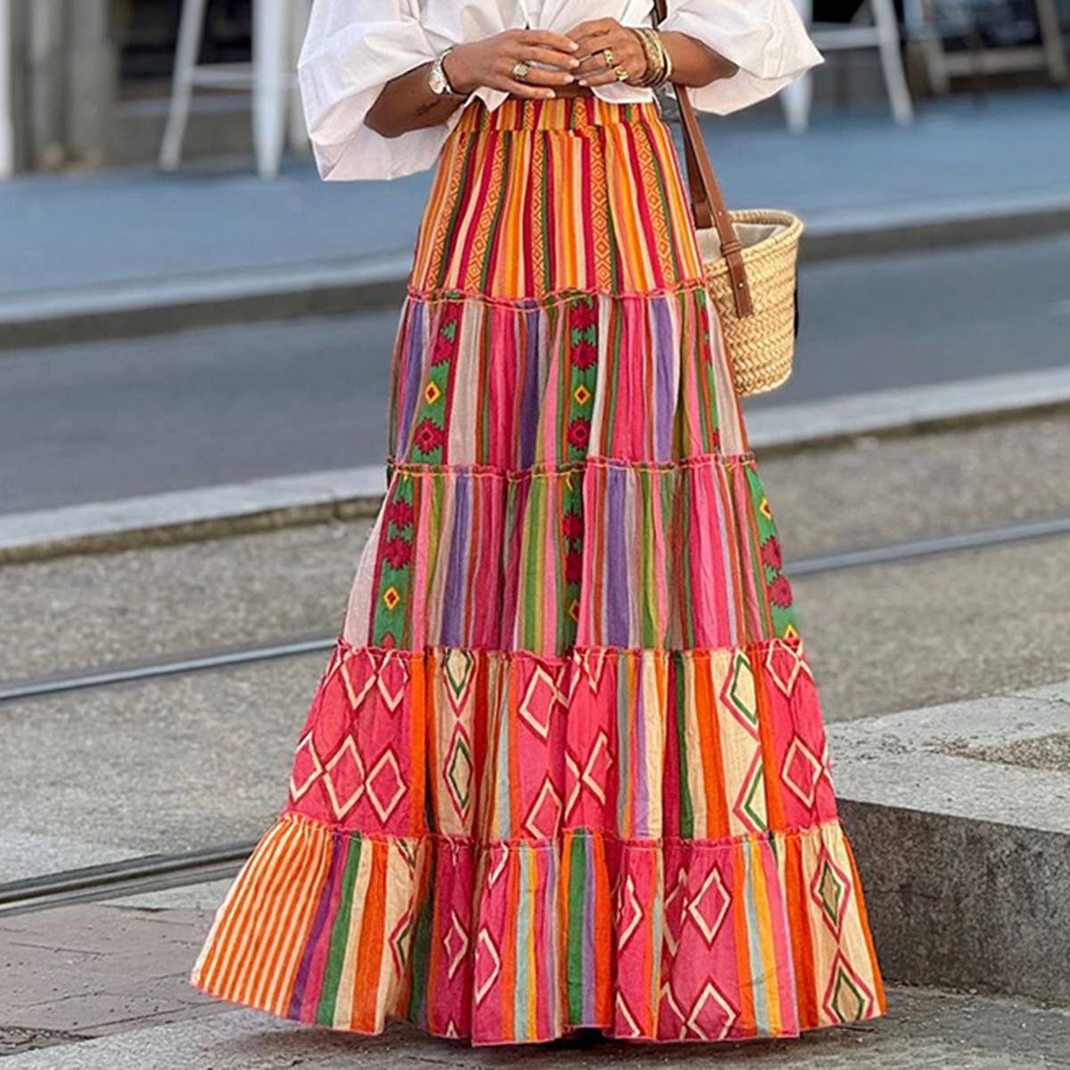 Fashion individual printed Bohemian beach skirt