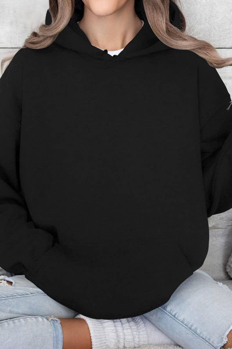 CWOHOL0945_SOLID COLOR LOOSE PULLOVER HOODED SWEATSHIRT