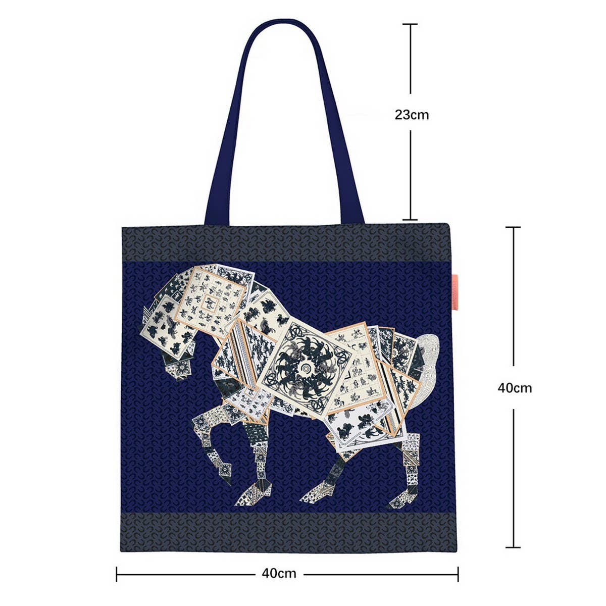 Large Canvas Tote with Horse & Poker Design_CWAB5134