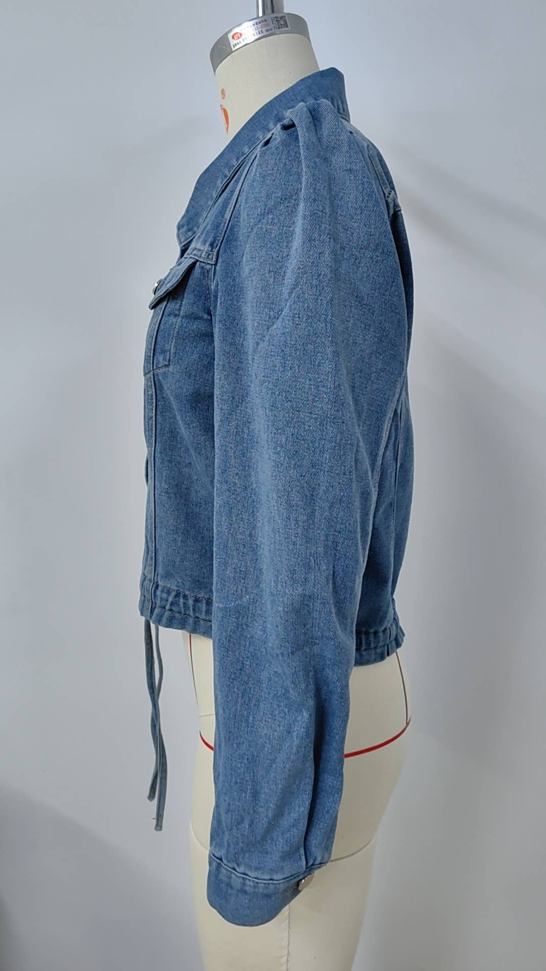 Washed lace-up slim denim casual jacket