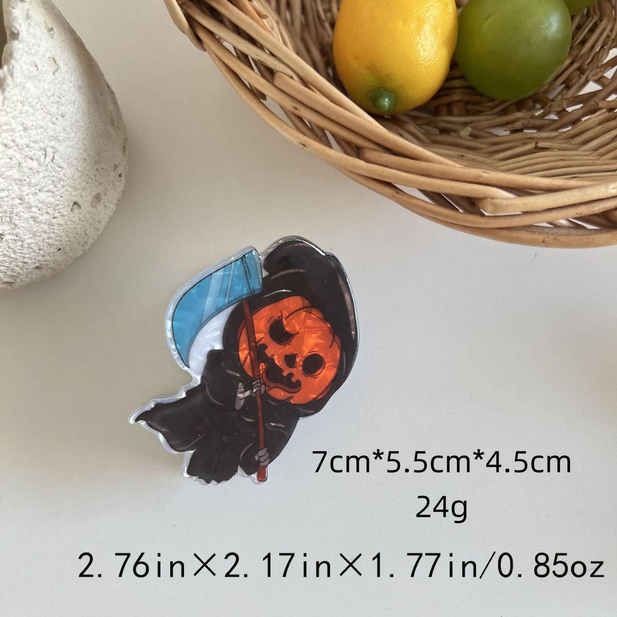 CWAHA07711_HALLOWEEN GHOST SKULL PUMPKIN CLAW CLIP