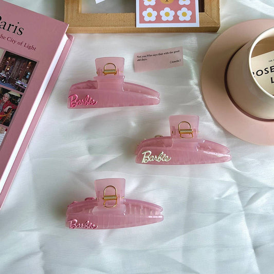 Pink Barbie Girl Hair Claw ??Alloy Letter Clip_CWAHA5761