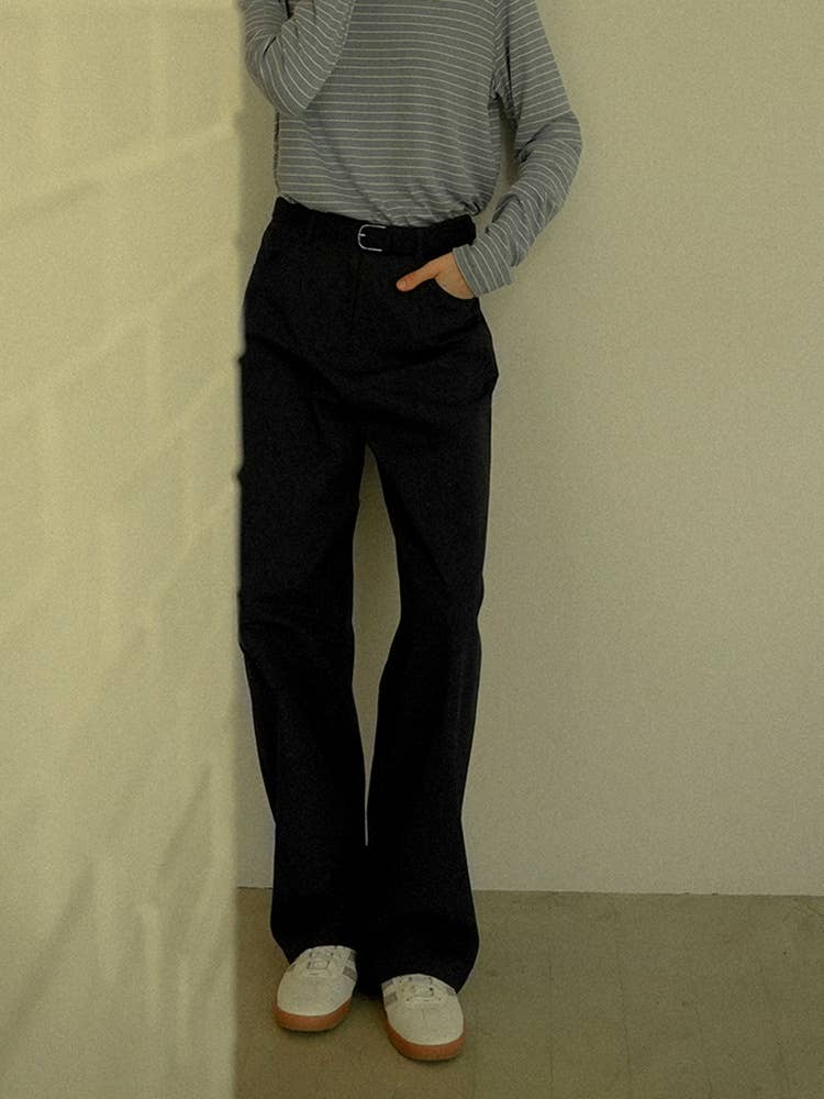 Elegant pure cotton straight-leg pants