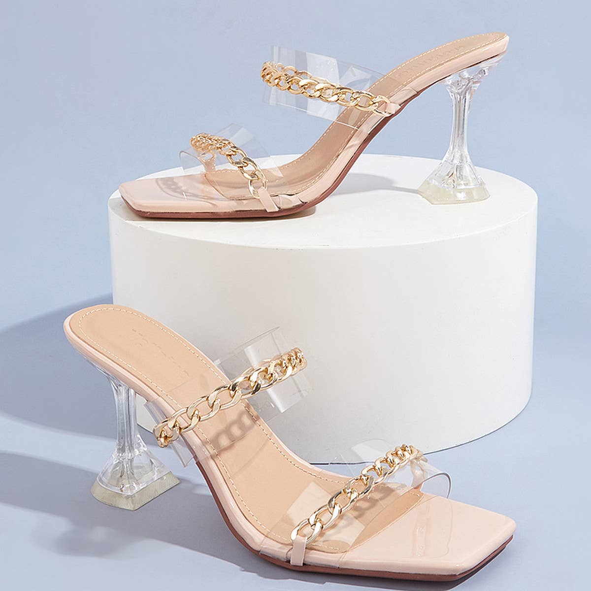 CASUAL SQUARE TOE TRANSPARENT HIGH HEELS SANDALS_CWSHH0127