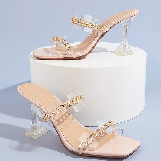 CASUAL SQUARE TOE TRANSPARENT HIGH HEELS SANDALS_CWSHH0127
