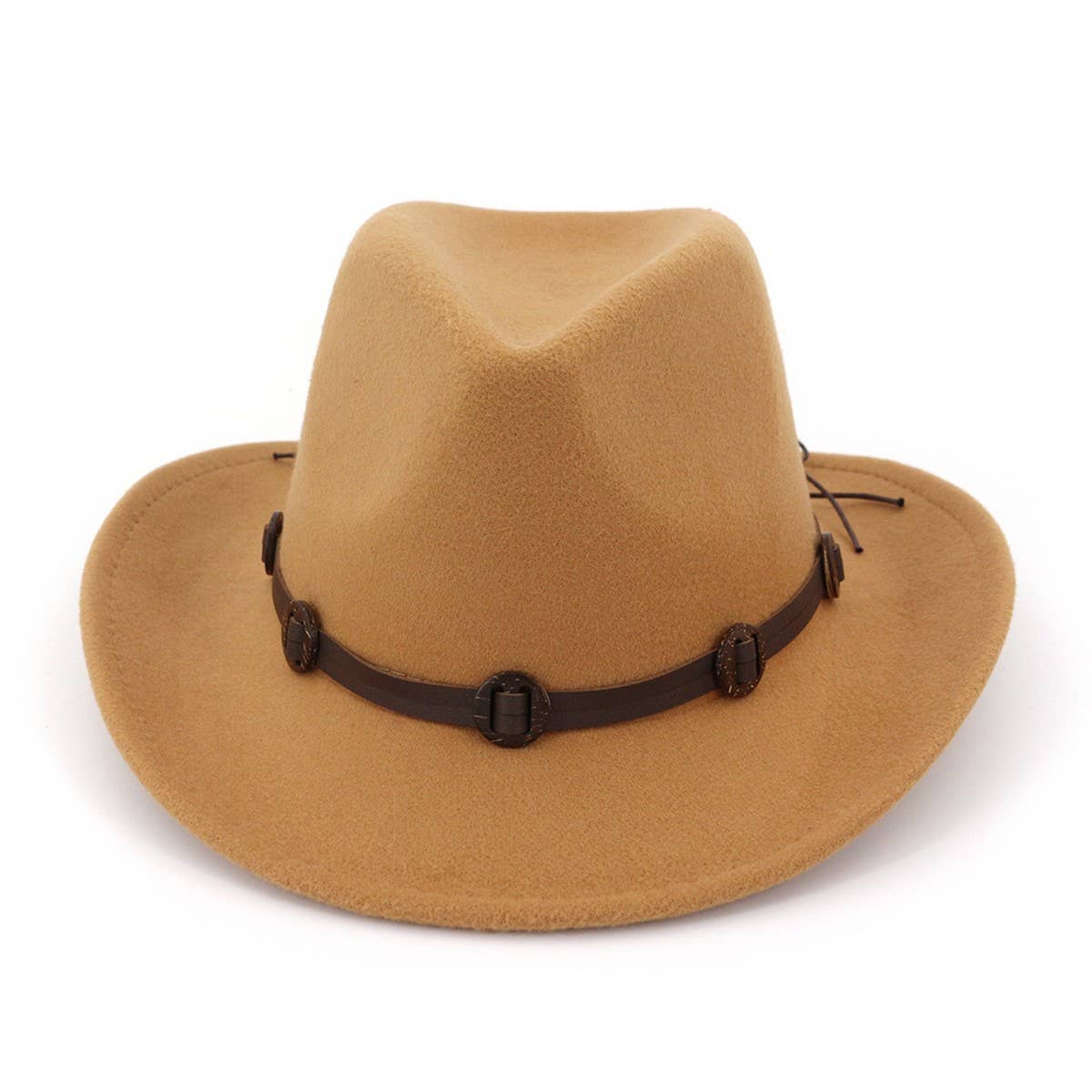 Coconut Shell Trim Felt Western Cowboy Hat_CWAH1785