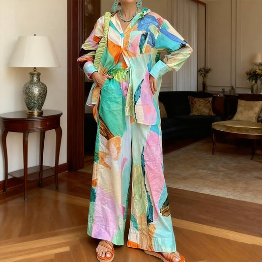 Fashion printed shirt, loose long-sleeved suit