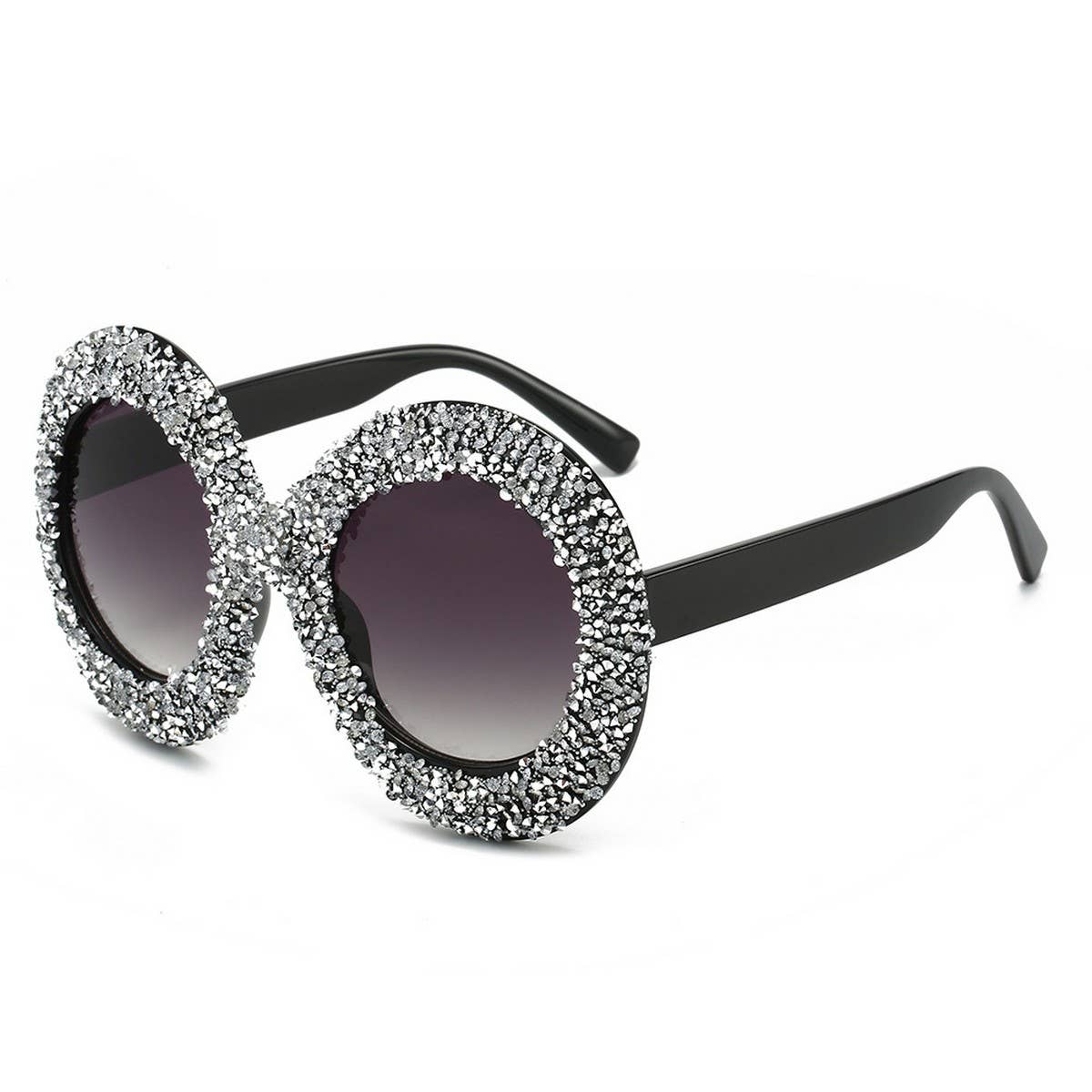 LARGE FRAME OVAL RHINESTONE SUNGLASSES