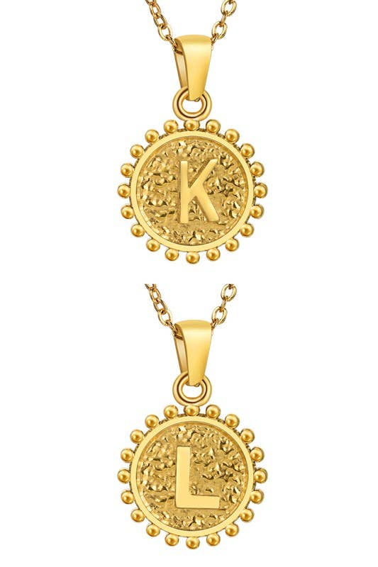 ROUND ALPHABET INITIAL PENDANT NECKLACE