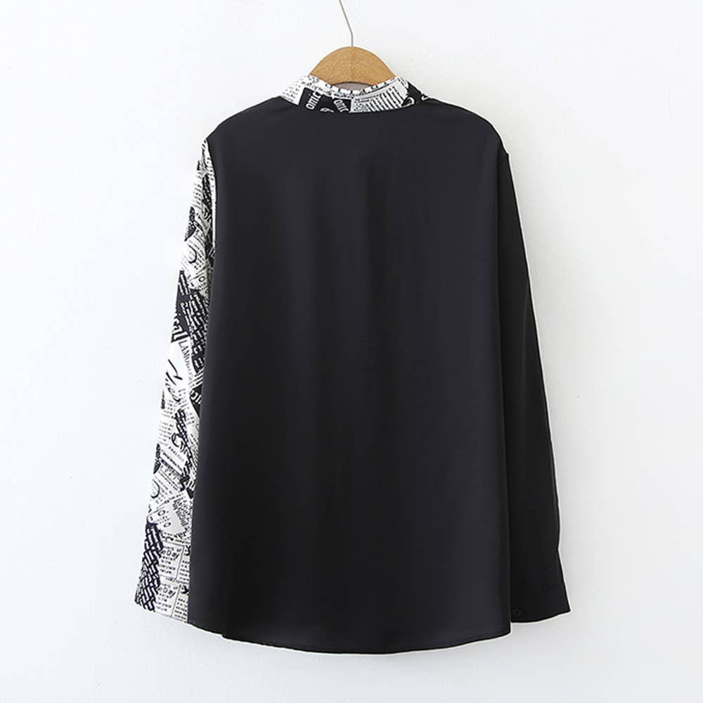 Vintage patchwork chiffon long-sleeved shirt