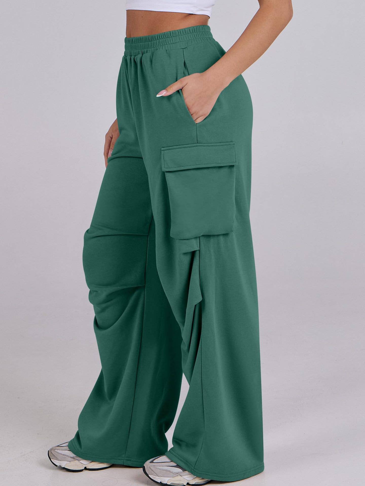 BAGGY STRAIGHT WIDE LEG ELASTIC WAIST OVERALLS
