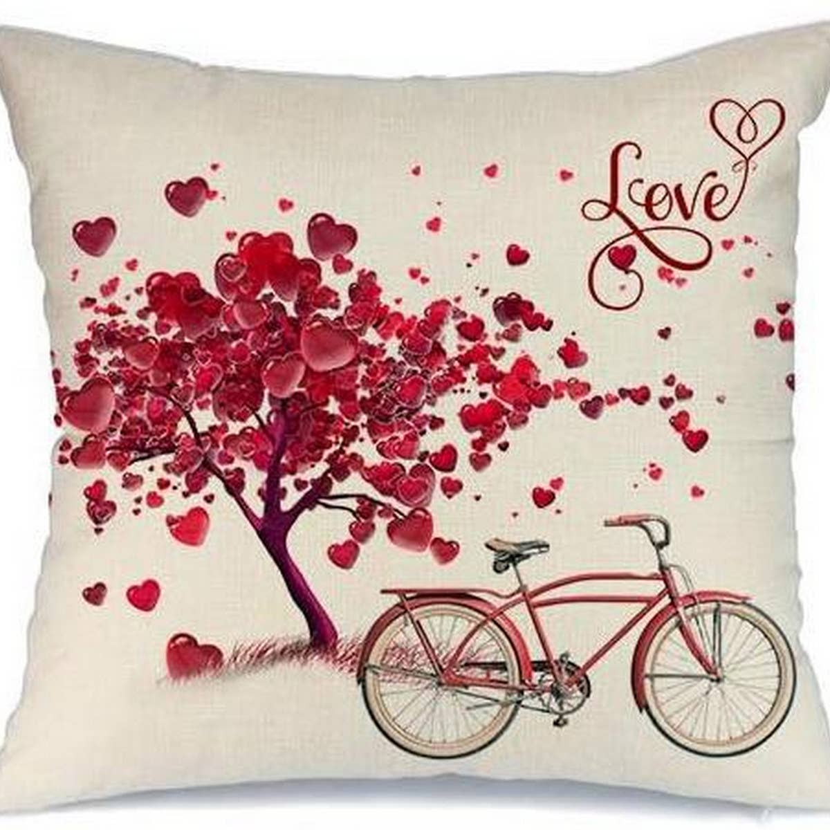HOME PRINTED RED LOVE PILLOW COVER
