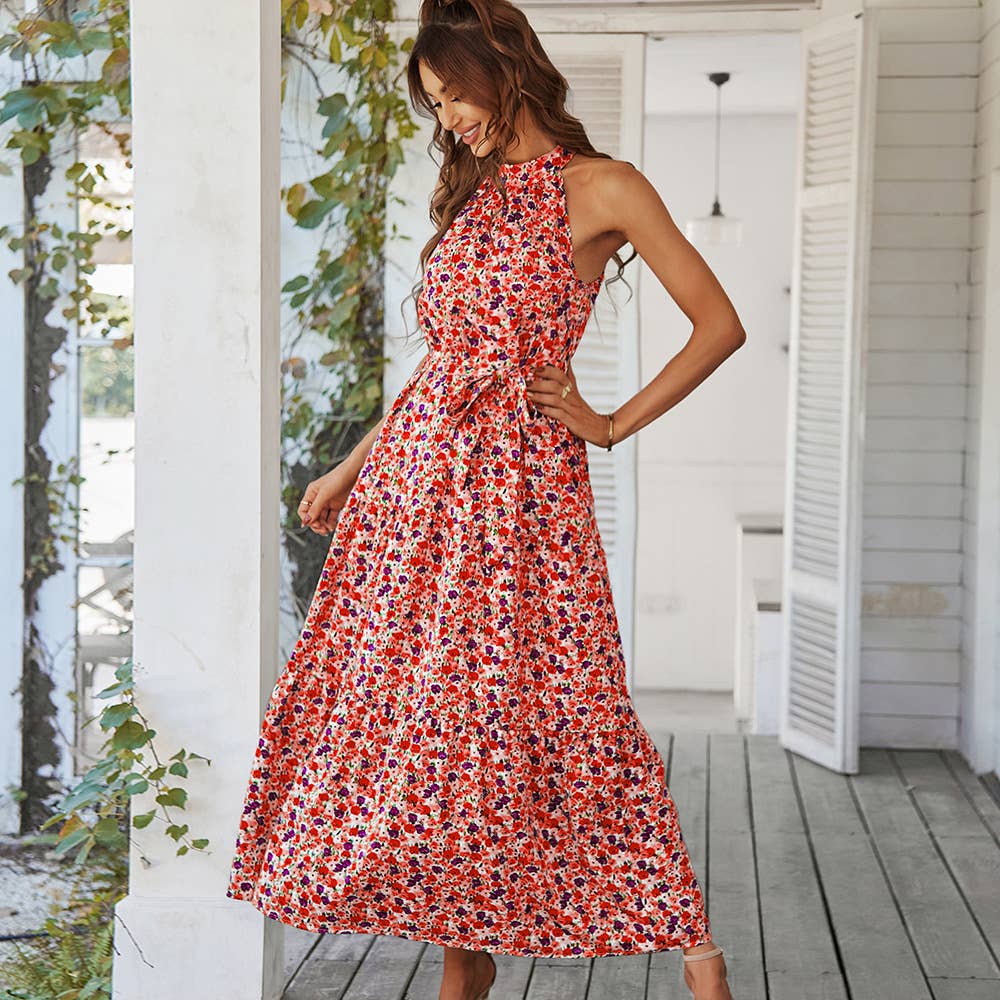 NECKLINE FLORAL HEMLINE DRESS