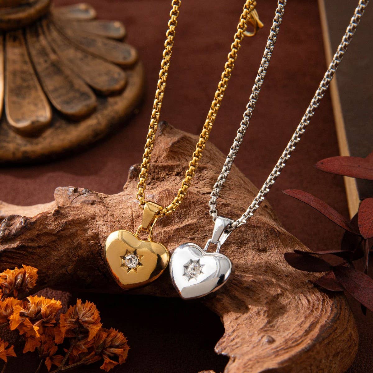 Valentine's Day Heart Necklace with Zirconia