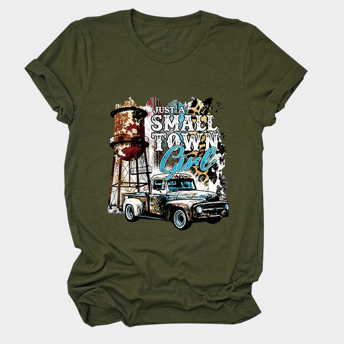 Just a Small Town Girl Print T-Shirt ??Loose Fit_CWTTS1525