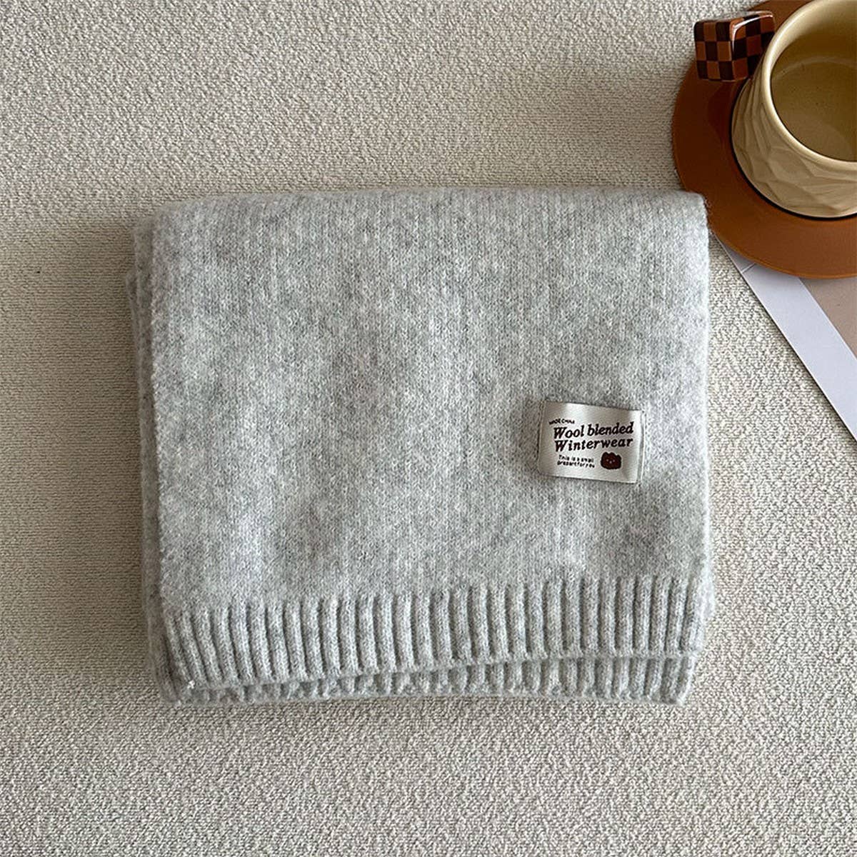 Solid Wool Blend Knit Scarf for Women ??Warmth_CWASC2284