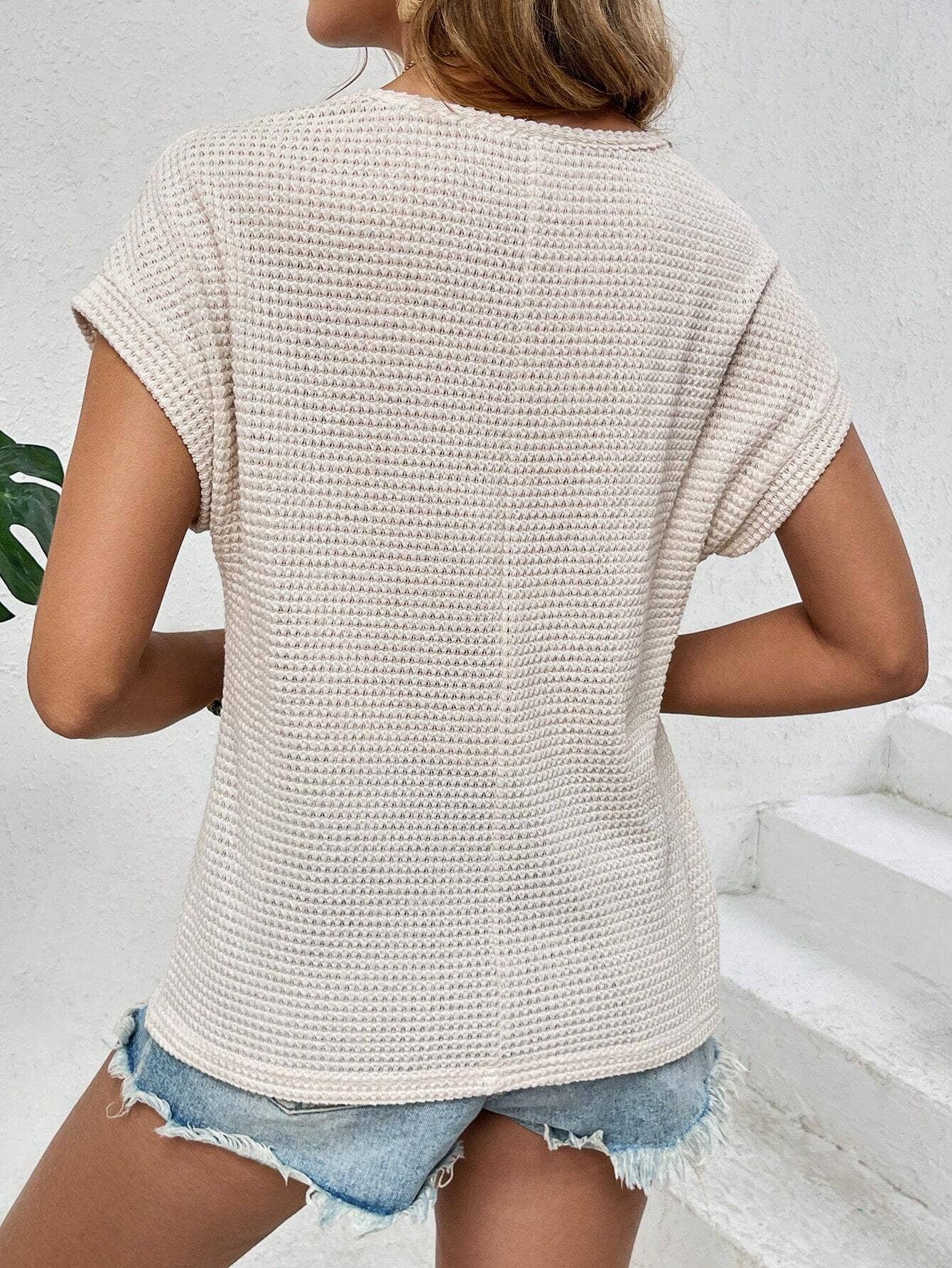 SHOULDER MESH HOLLOWED OUT BREATHABLE BLOUSE