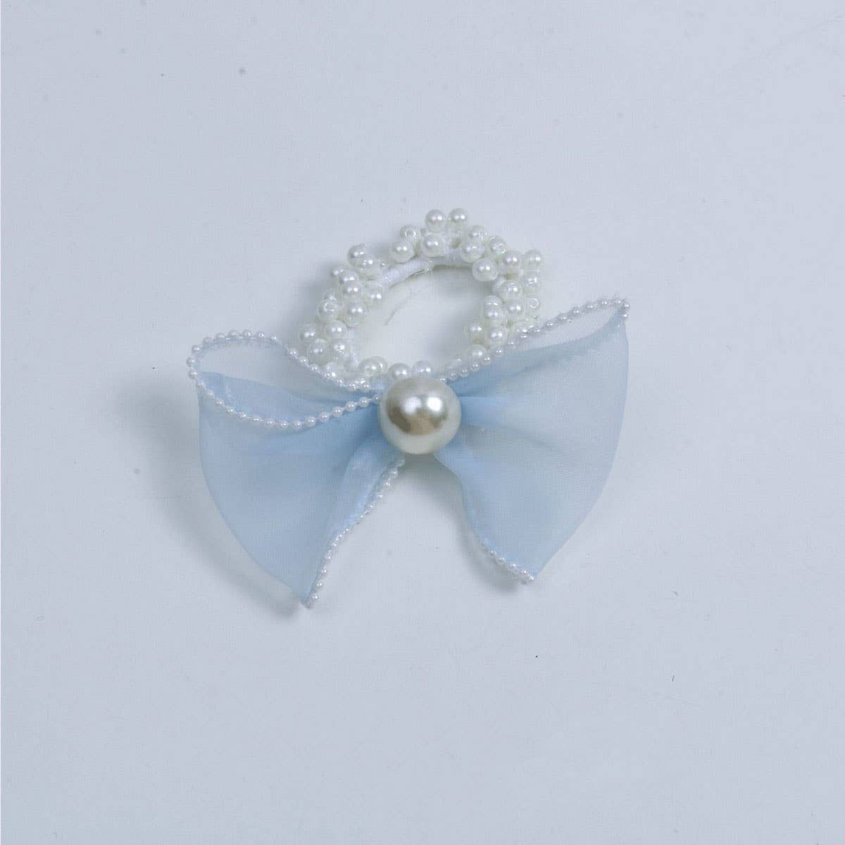 Elegant Organza Bow Pearl Hair Tie for Women
