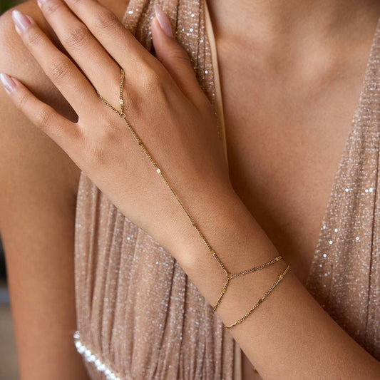 18K Gold Double Layer Chain Ring Bracelet_CWAJE4640