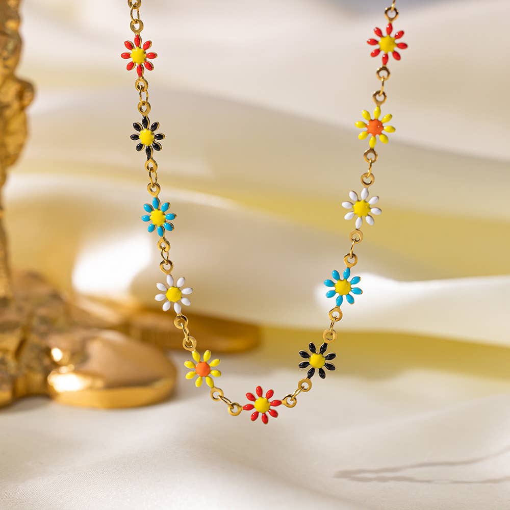 Ethnic-style flower colorful small Daisy bracelet