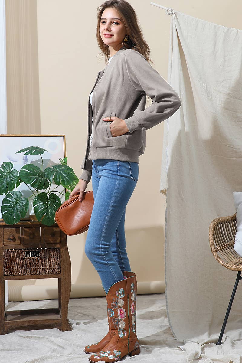 CWOJA706-P_WATERFALL FAUX SUEDE ZIP-UP WESTERN BOBMER JACKET