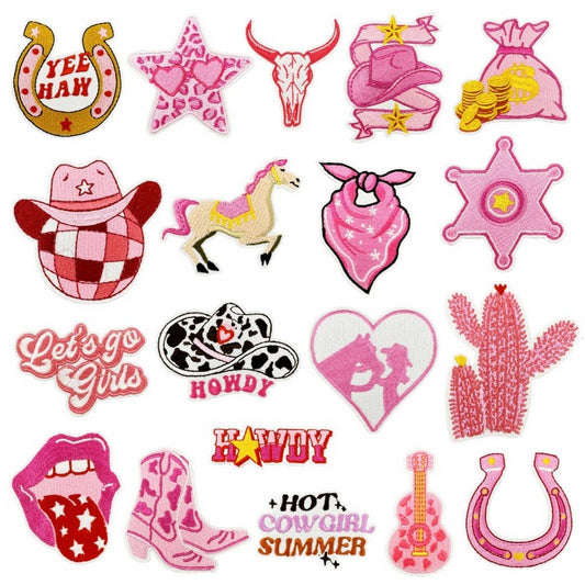 PINK GIRL WESTERN COWBOY GIRL CARTOON STICKER_CWMM4036