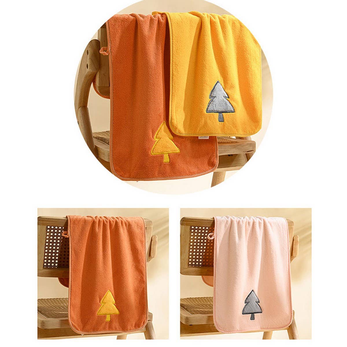 EMBROIDERED CORAL FLEECE ABSORBENT BATH TOWEL
