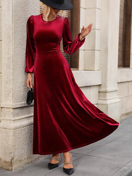 VELVET SENIOR SENSE BACKLESS TEMPERAMENT LONGDRESS