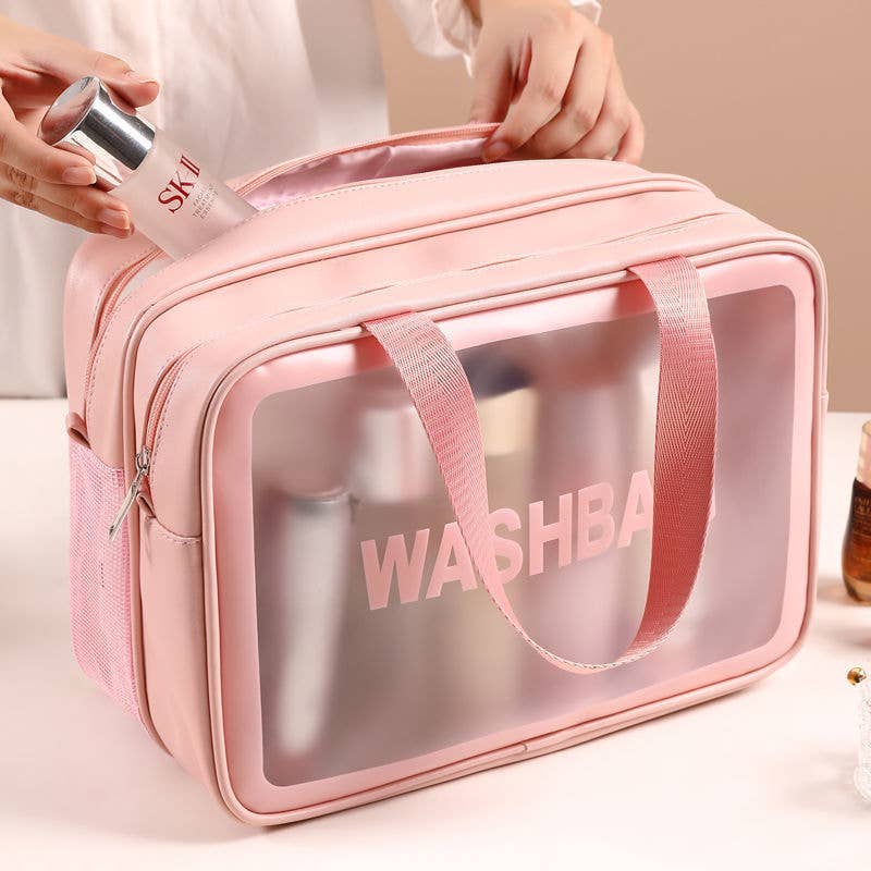 PU dry-wet double-layer separated cosmetic bag