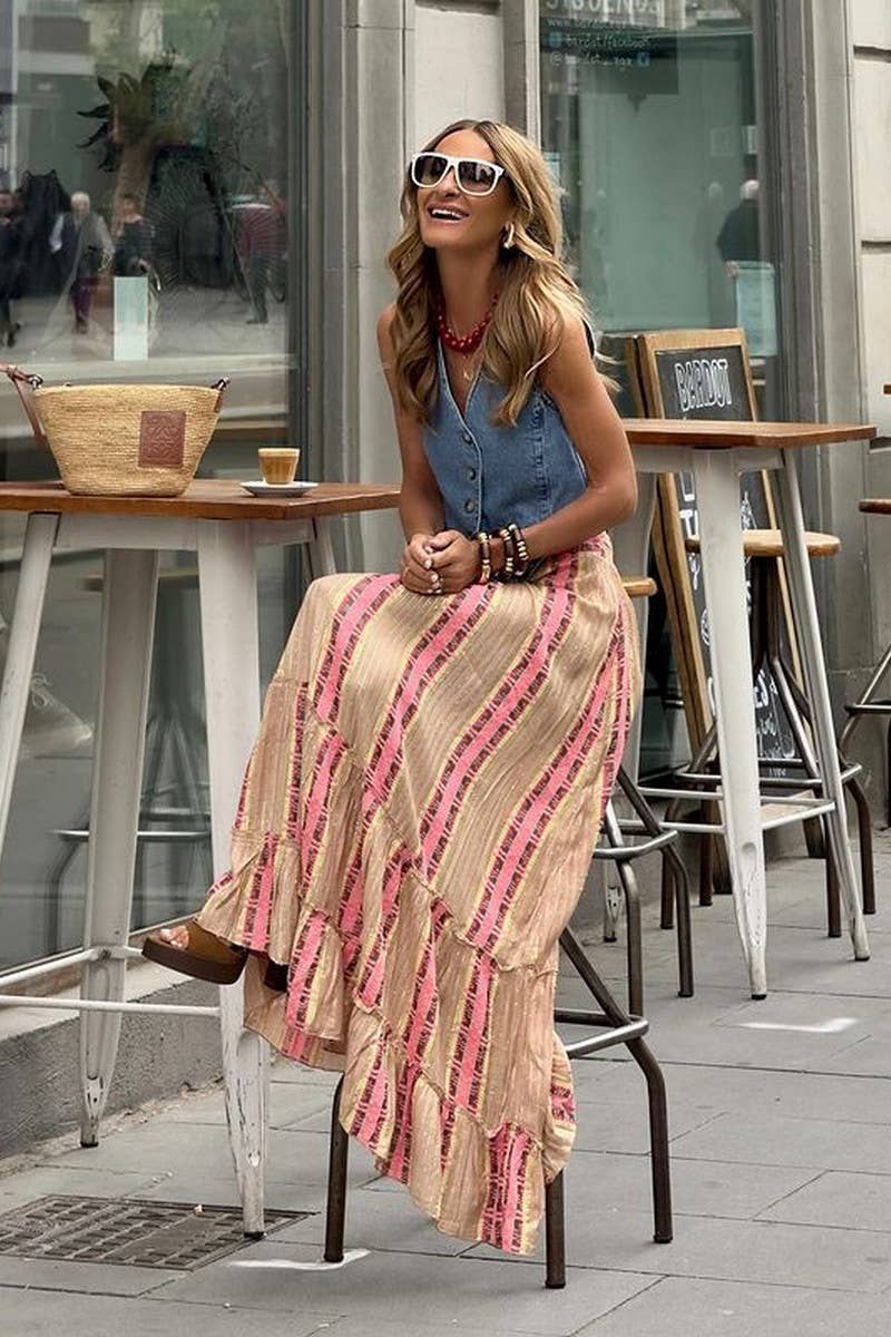 CWBLS0632_NEW STYLE PENDANT RUFFLED WIDE SWING SKIRT