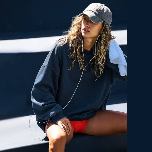 SIMPLE CASUAL LOOSE BASIC SPORTS WOMEN'S HOODIE