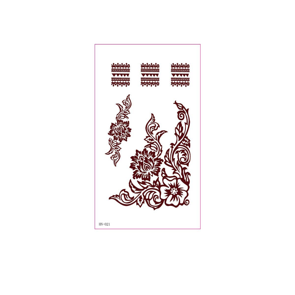 Brown Red Henna Style Tattoo Stickers Waterproof_CWMM8344