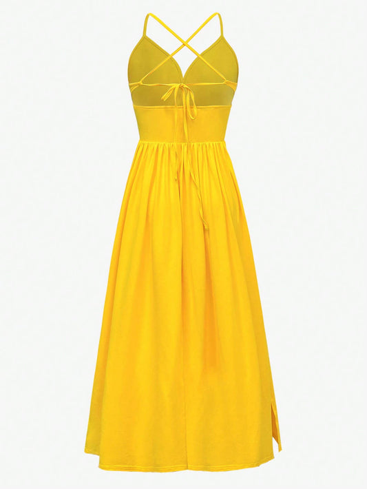 Women¡¯s Elegant V-Neck Split Maxi Dress