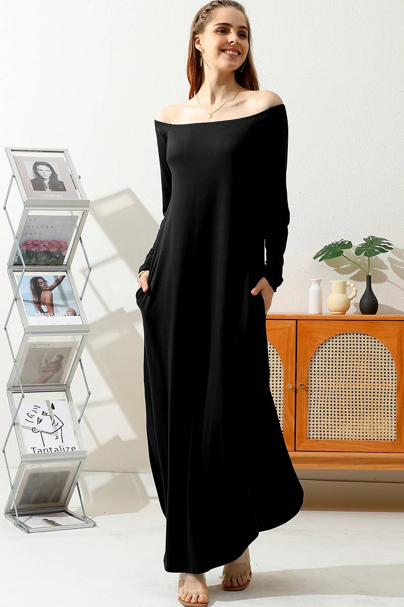 CWDMD817_OFF SHOULDER ROUND HEM MAXI DRESS WITH POCKETS