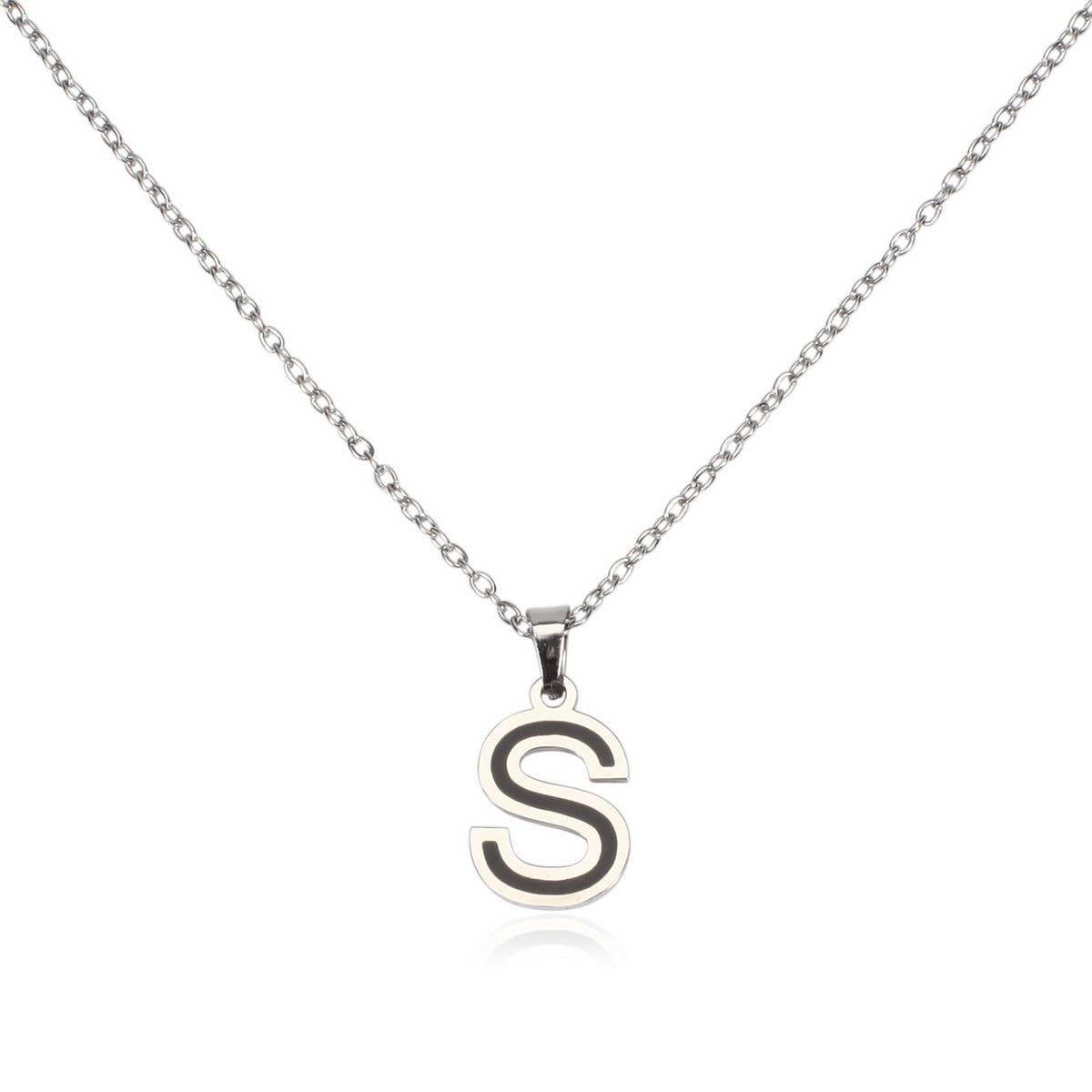 CWAJE05716_STAINLESS STEEL ALPHABET LETTER PENDANT NECKLACE