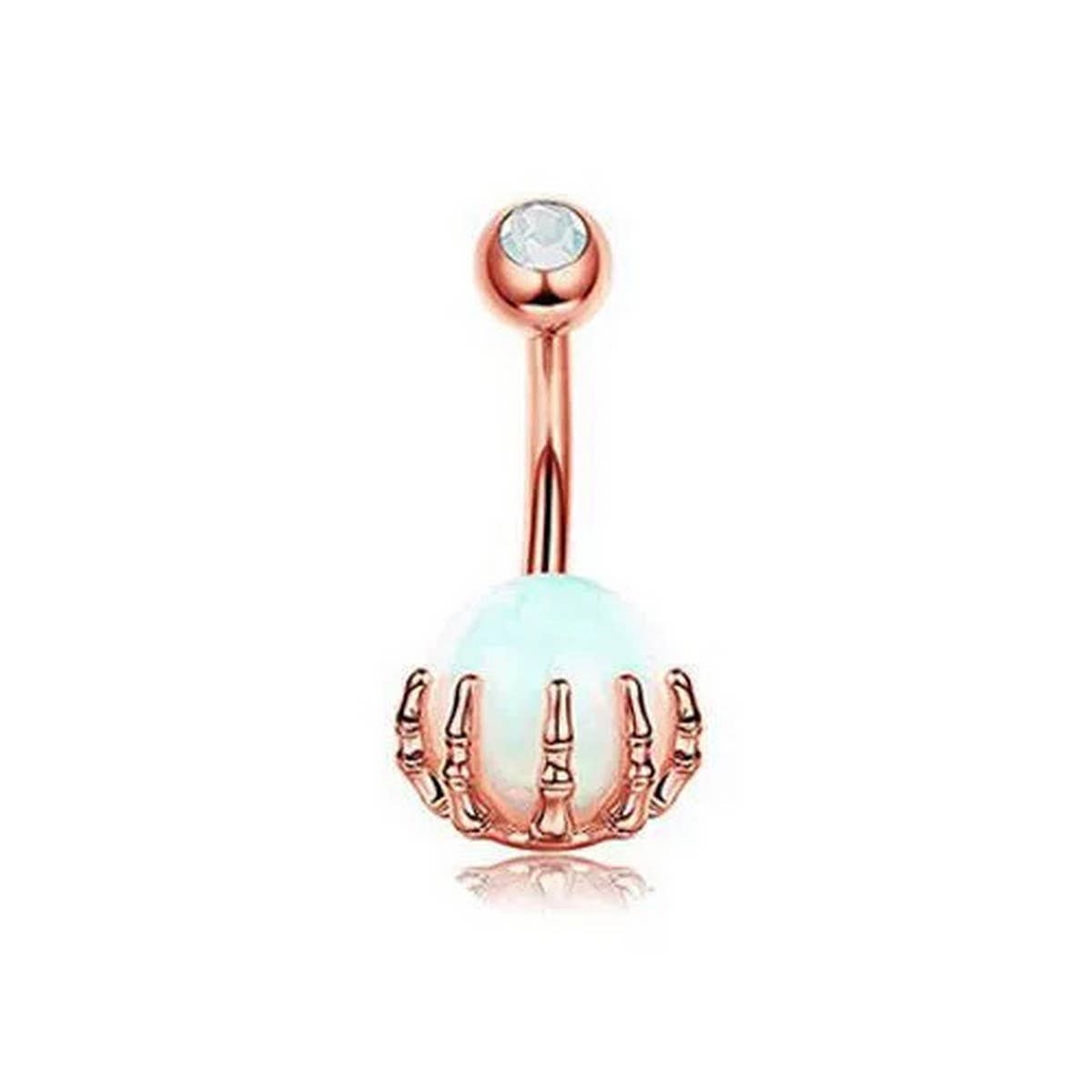 Colorful Skull Hand Belly Button Ring Piercing