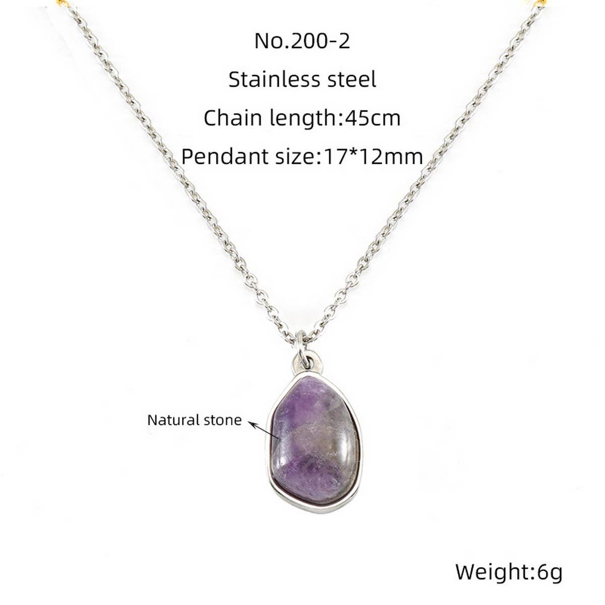 Irregular natural stone titanium steel clavicle chain