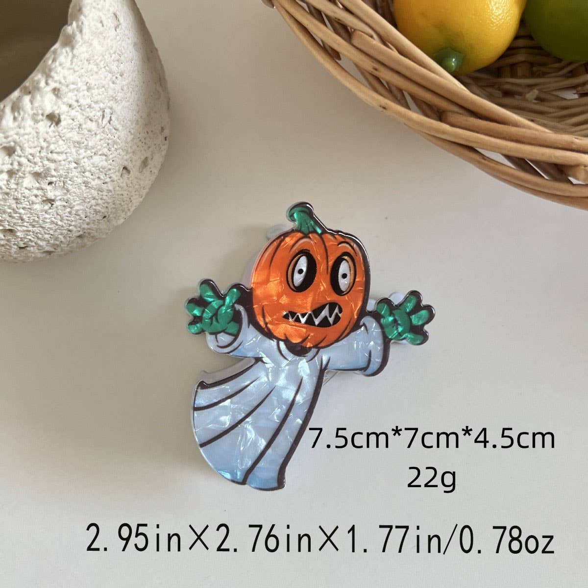 CWAHA07711_HALLOWEEN GHOST SKULL PUMPKIN CLAW CLIP