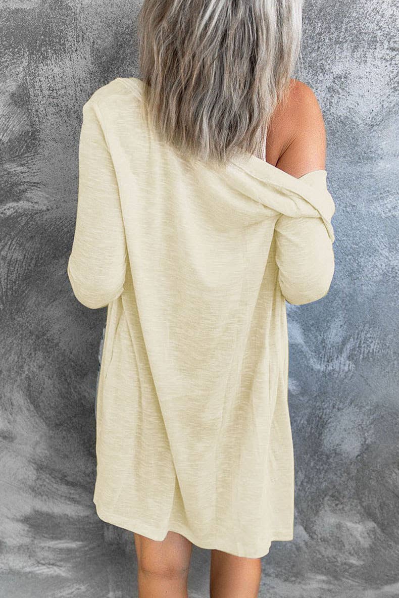 SOLID COLOR SINGLE-BREASTED MID-LENGTH CARDIGAN