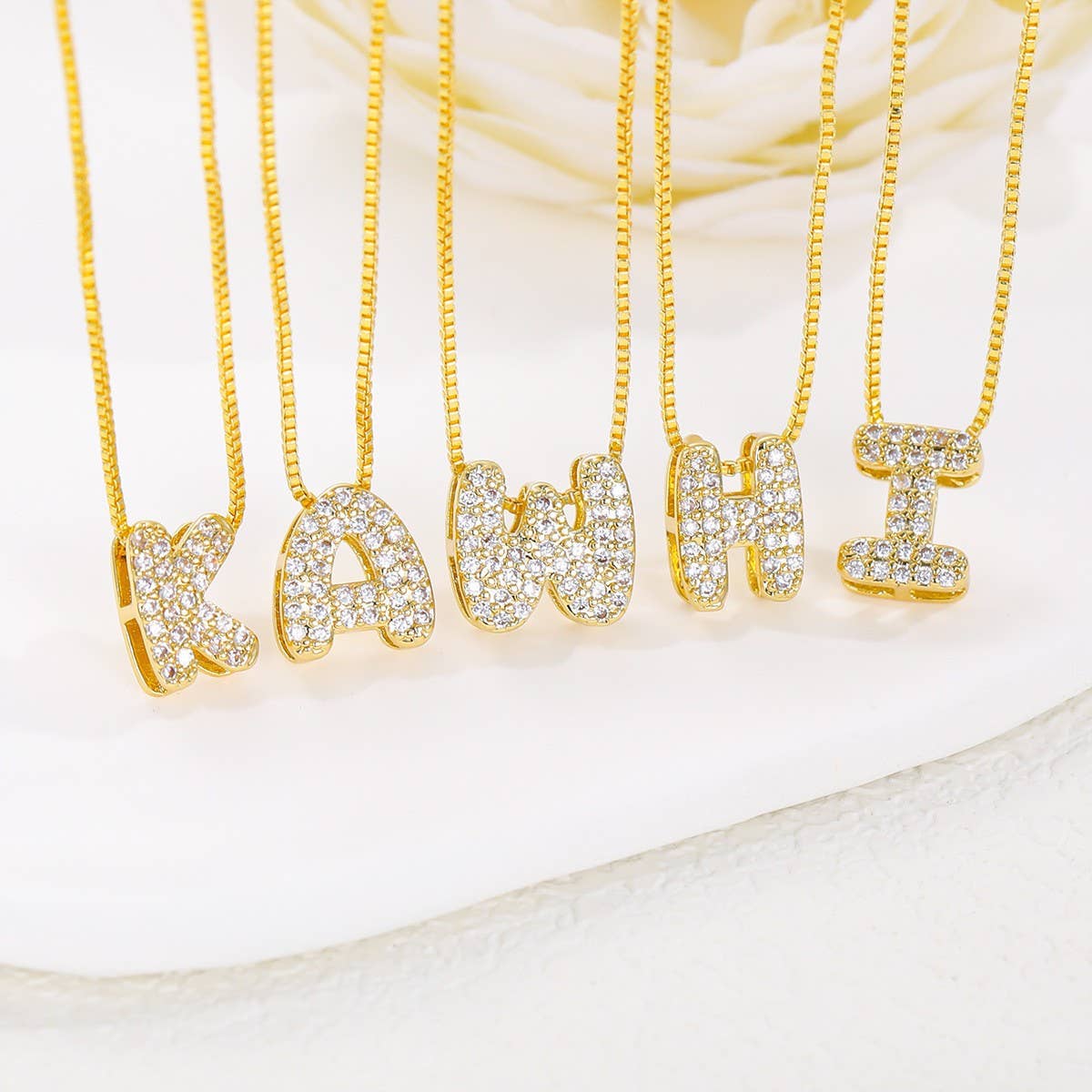 Tiny Zirconia Pendant 26 Letters Necklace