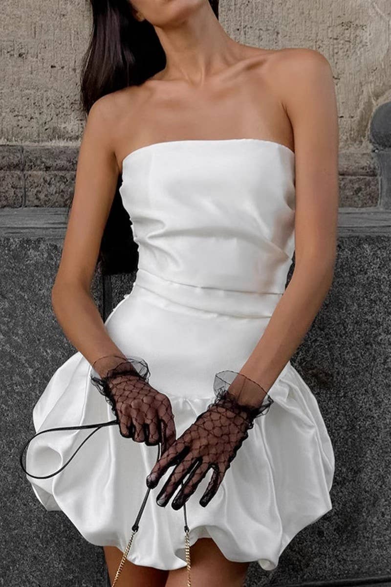 CWDTD0400_WHITE SLIM FIT BUD TUBE TOP SHORT DRESS