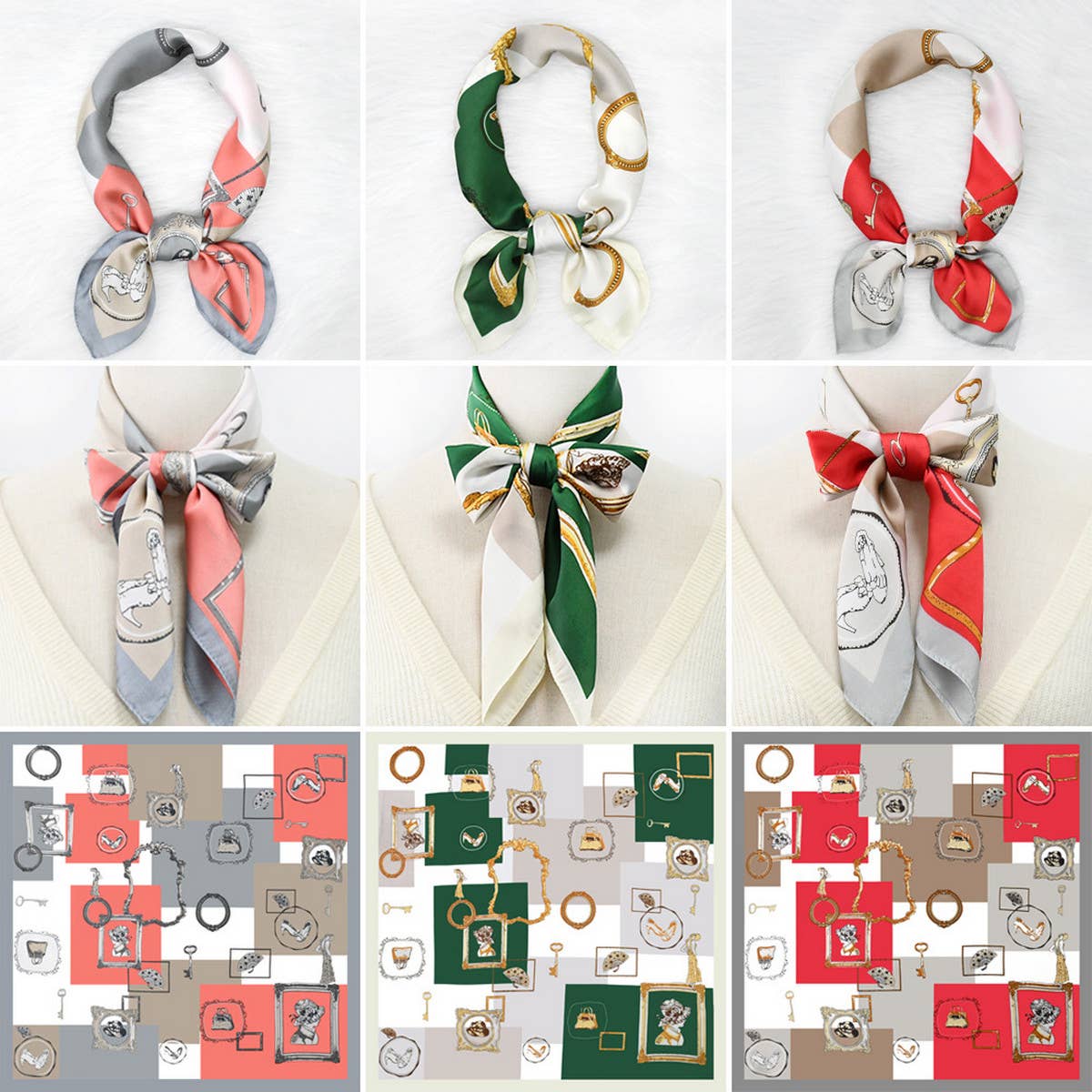 RETRO PRINT FRESH FLORAL SQUARE SCARF_CWASC1155