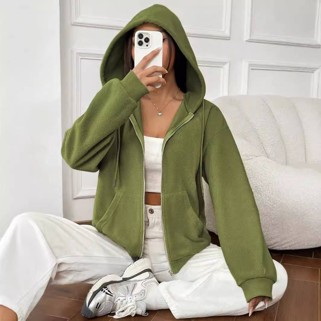 STREET HOODED COAT WITH LOOSE ZIPPER