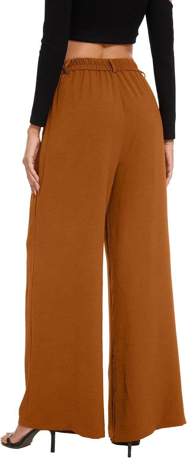 Tight high-waisted straight-leg wide-leg pants