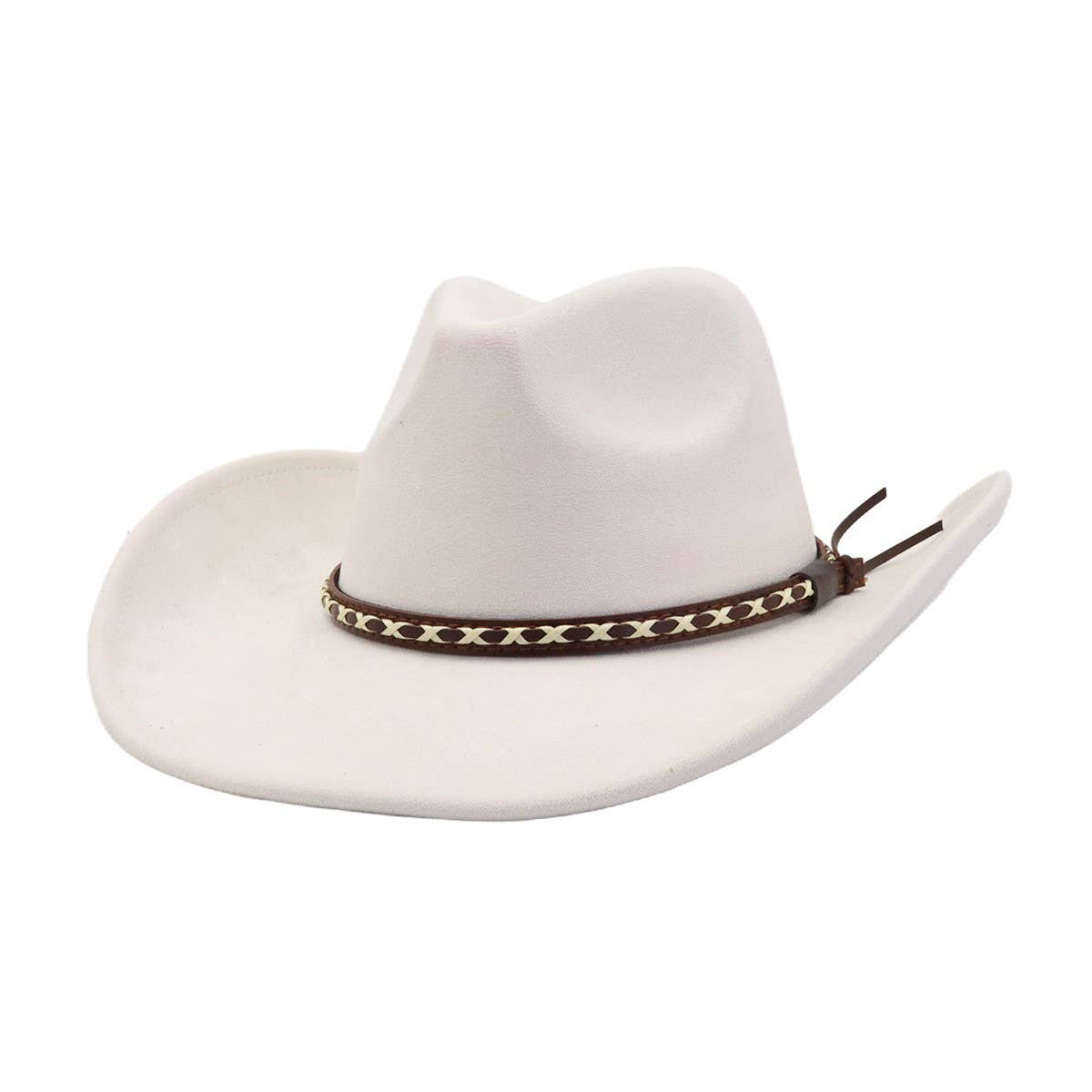 Soft Suede Western Cowboy Fedora Hat Ethnic Style_CWAH04401