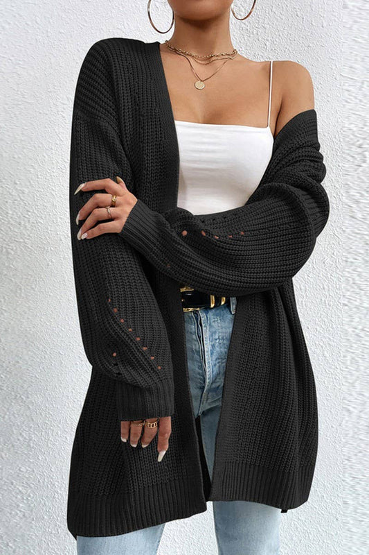 CWOCAL0747_SOLID COLOR V-NECK MID-LENGTH KNITTED CARDIGAN