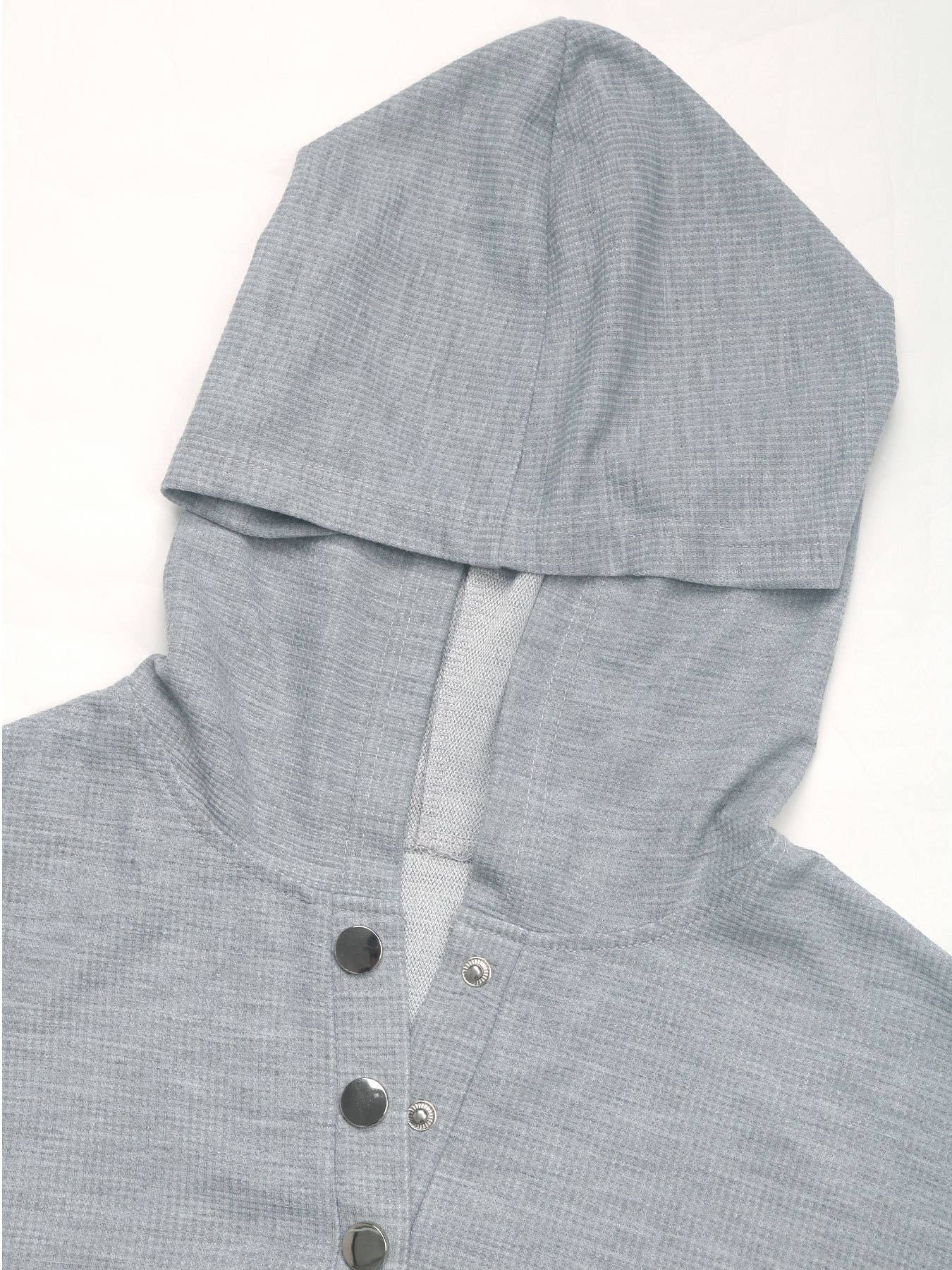 V-neck solid-color casual hooded sweatshirt